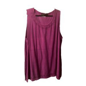 Catherines Womens Plus Size 4X Purple Embroidered Bohemian Sleeveless Dress Tuni
